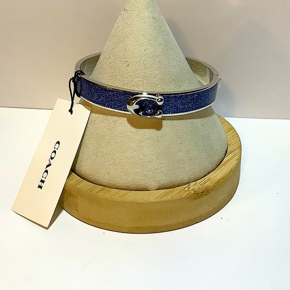 Coach Signature C Enamel Buckle Bracelet In Blue New - Picture 1 of 3